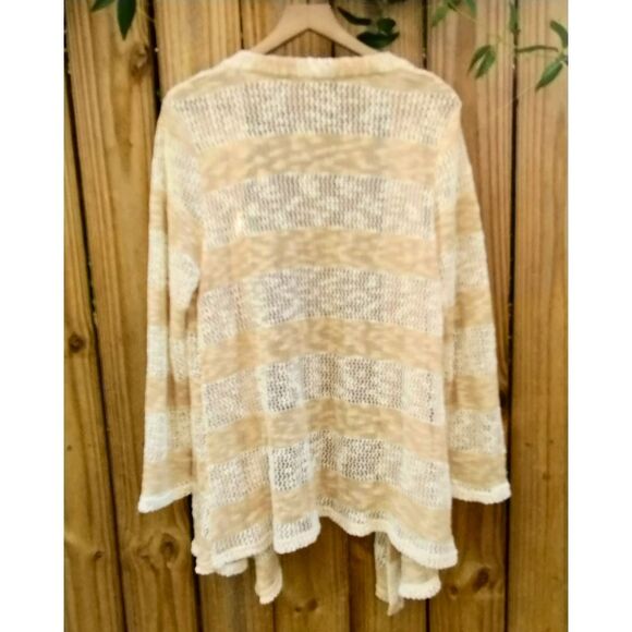Women's Retro Threads Beige/Cream Open Plunge Waterfall High-Low Cardigan Sz XXL - Picture 2 of 5